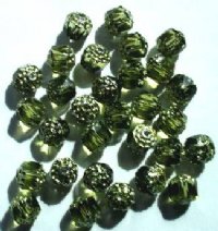 30 8mm Triangle Faceted Olive, Silver Tipped with Coated Ends